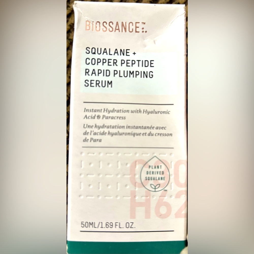 Biossance Squalane + Copper Peptide Rapid Plumping Serum NIB
